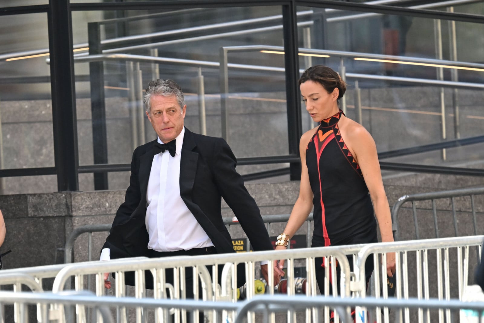 Hugh Grant and Anna Elisabet Eberstein arrive at Madison Square Garden (Photo: Roy Rochlin/Getty Images)