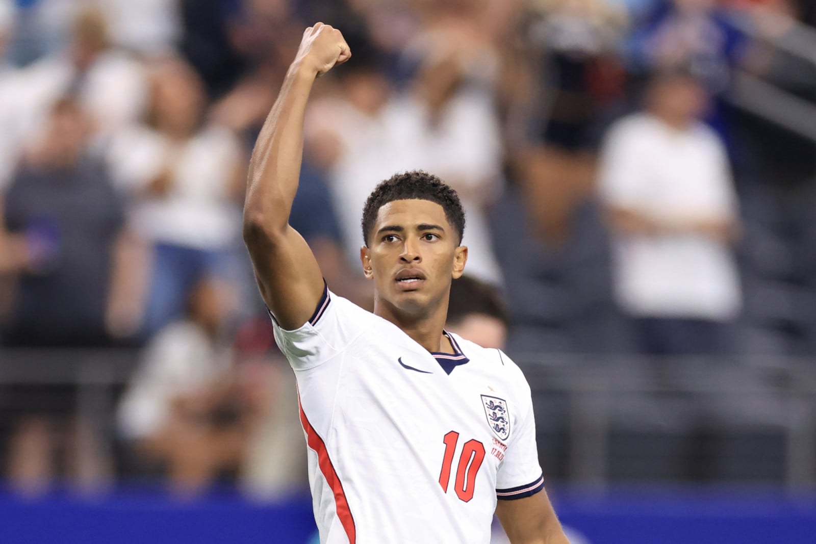 Jude Bellingham of England celebrates scoring the third goal during the FIFA World Cup 2026 Group L match between England and Croatia (Photo: Marc Atkins/Getty Images)
