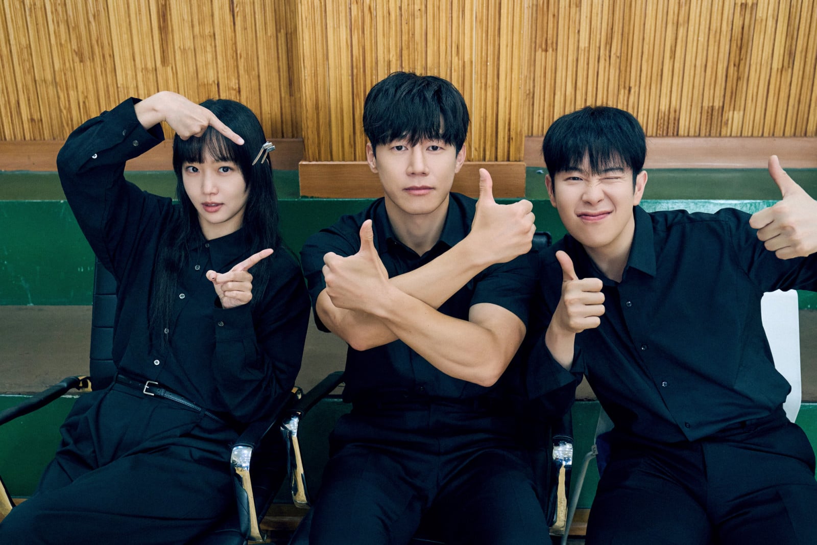 From wild fantasy comedies to intense thrillers, these are the K-dramas everyone is talking about right now. In photo: Jin Ki-Joo as Im Han-rim, Kim Moo-Yul as Na Hwa-jin, Pyo Ji-Hoon as Bong Geun-dae in ‘Teach You a Lesson’ (Photo: Kim Ji-yeon/Netflix © 2026)