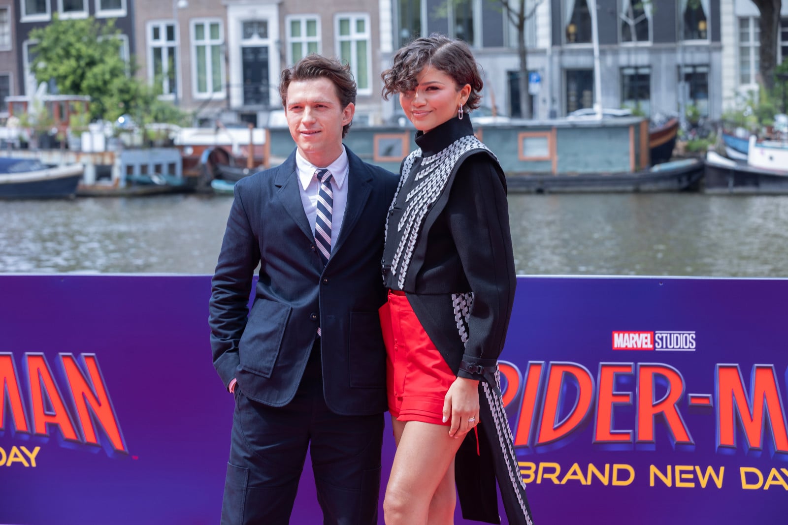 AMSTERDAM, NETHERLANDS - JUNE 17: Tom Holland and Zendaya during the Photocall Spider-Man: Brand New Day on June 17, 2026 in Amsterdam, Netherlands. (Photo by Marcel Koch/BSR Agency/Getty Images)
