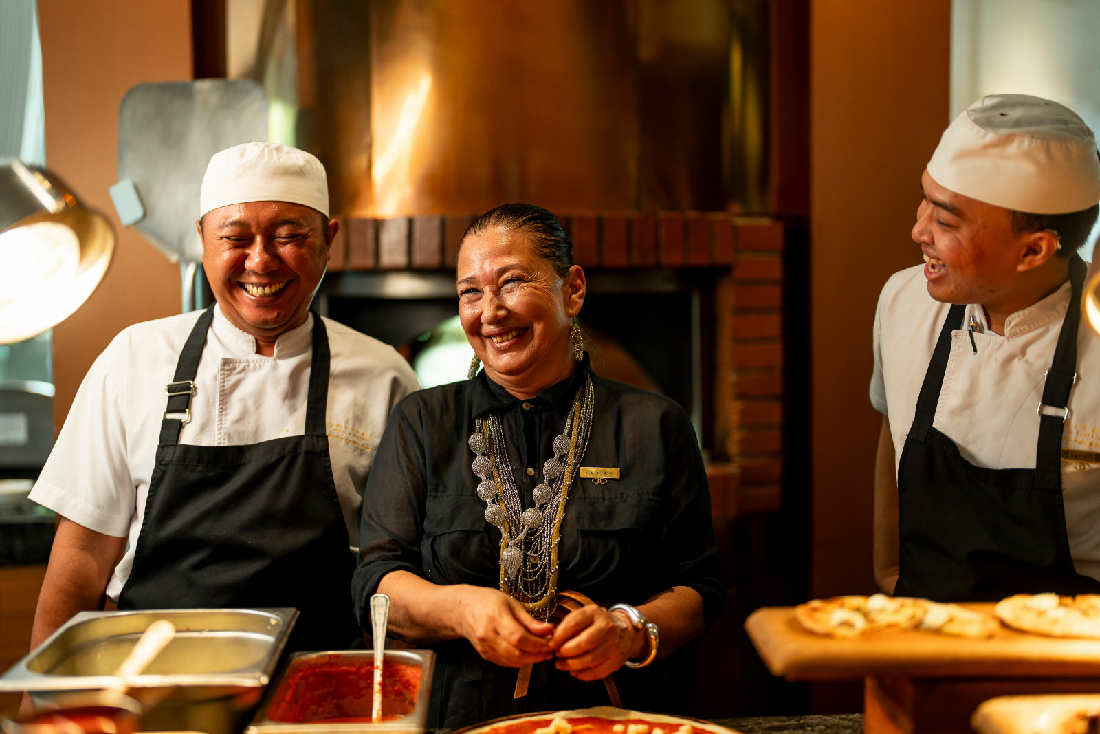Head chef Patrizia Battolu and her team at Cucina