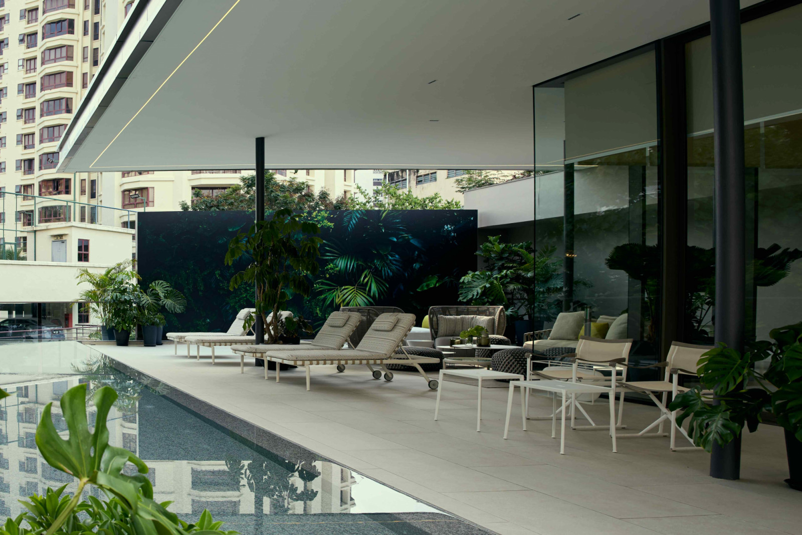 The penthouse pavilion at Eden Taman Duta is furnished with the B&B Italia outdoor collection amid the enclave’s mature landscape