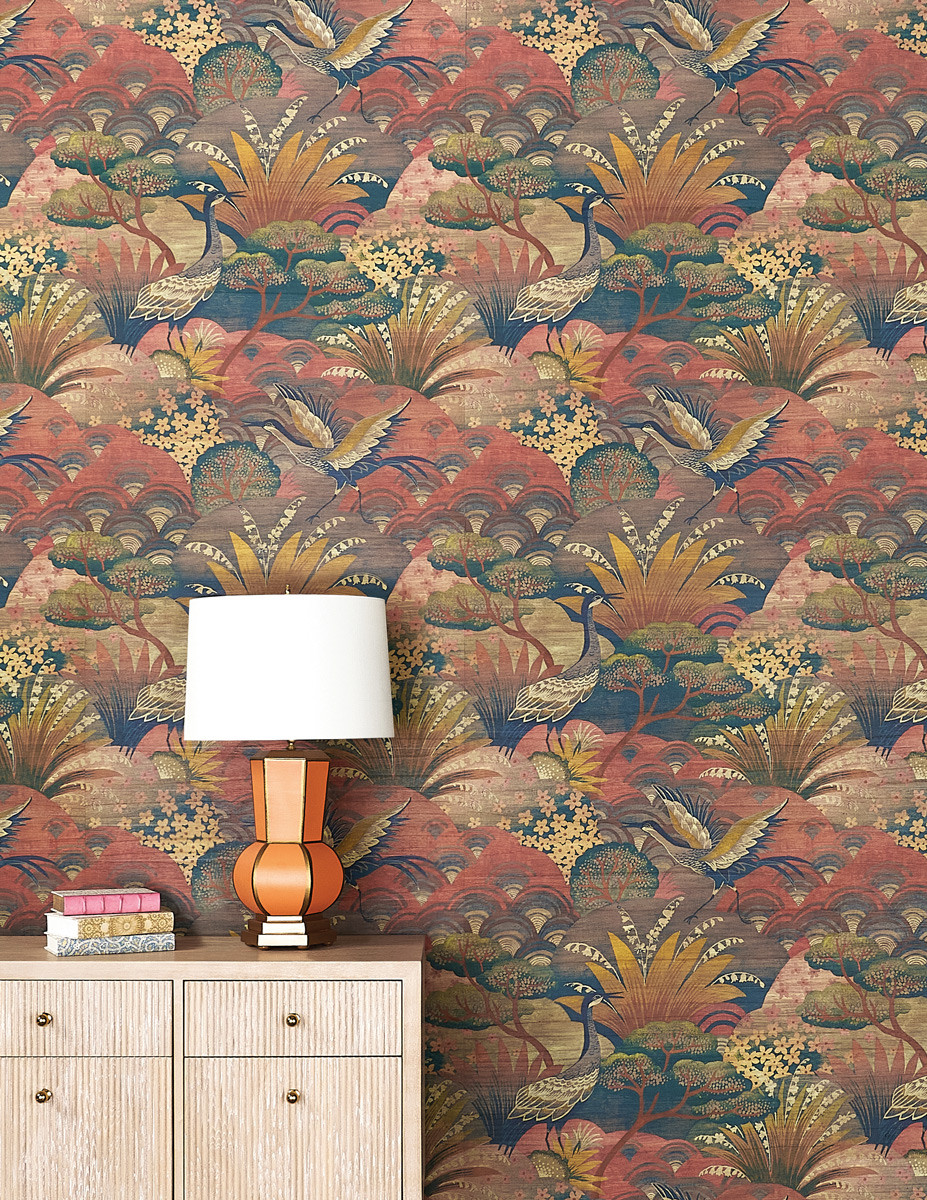 The mural-inspired design from Phillip Jeffries brings warmth and a sense of whimsy to any space