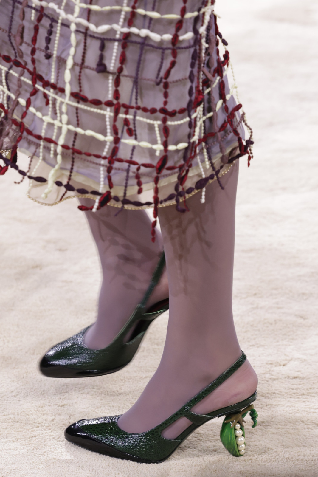 PARIS, FRANCE - JULY 07: (EDITORIAL USE ONLY - For Non-Editorial use please seek approval from Fashion House) A model, shoe detail, walks the runway during the Chanel Haute Couture Fall/Winter 2026/2027 show as part of Paris Fashion Week on July 07, 2026 in Paris, France. (Photo by Peter White/Getty Images)