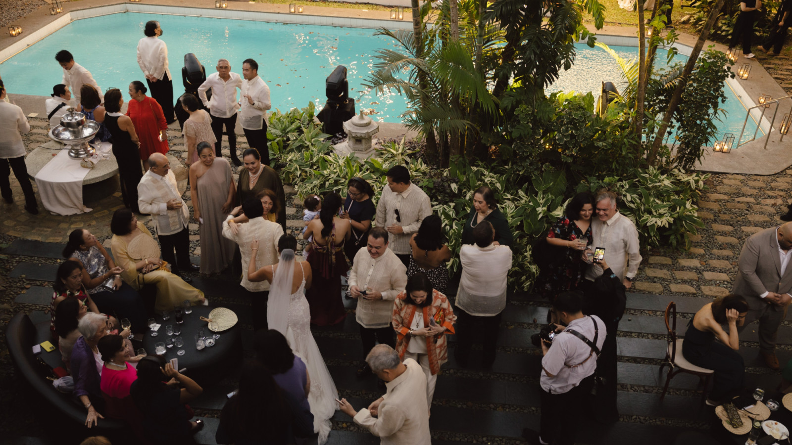Tatler Weddings - Sabina Yulo and Enrique Mathay - Couple greeting guests during cocktails - Joseph Pascual