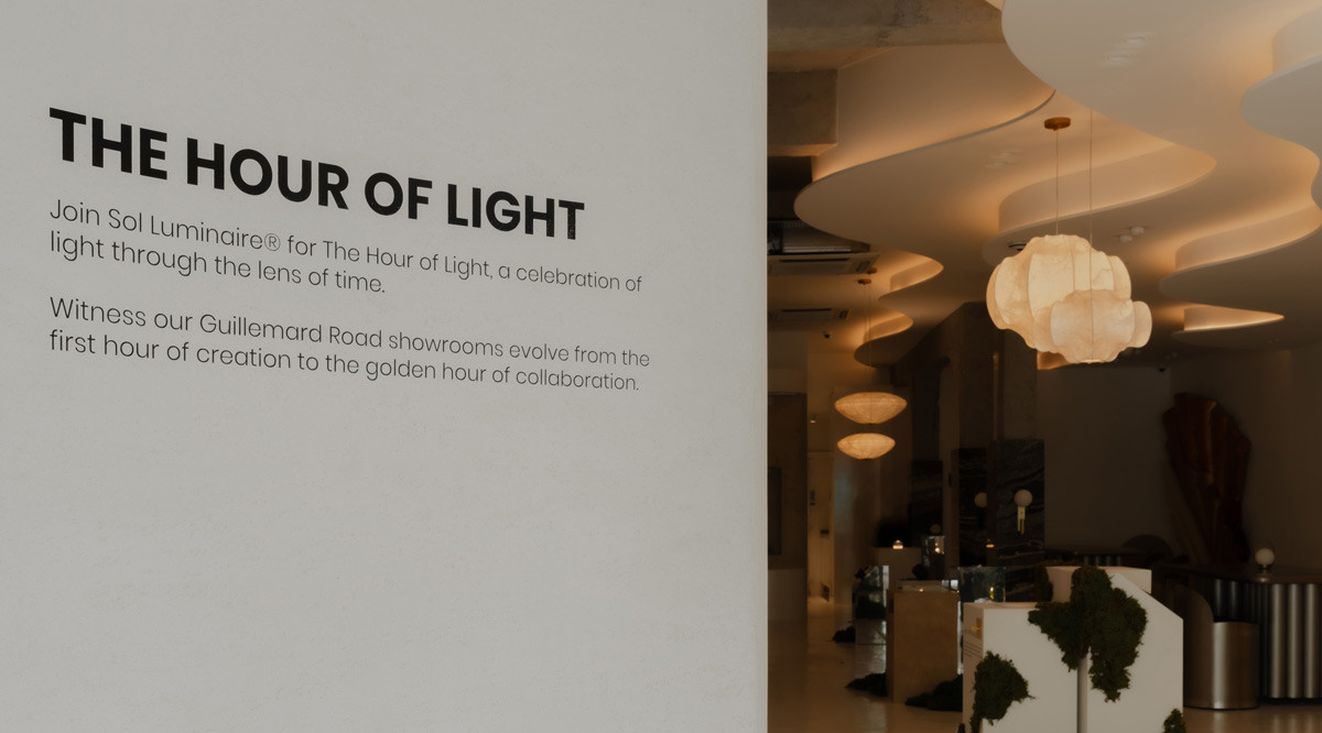 The Hour of Light showcase at Sol Luminaire, where the new Aeon collection takes centre stage at the Guillemard Road showroom