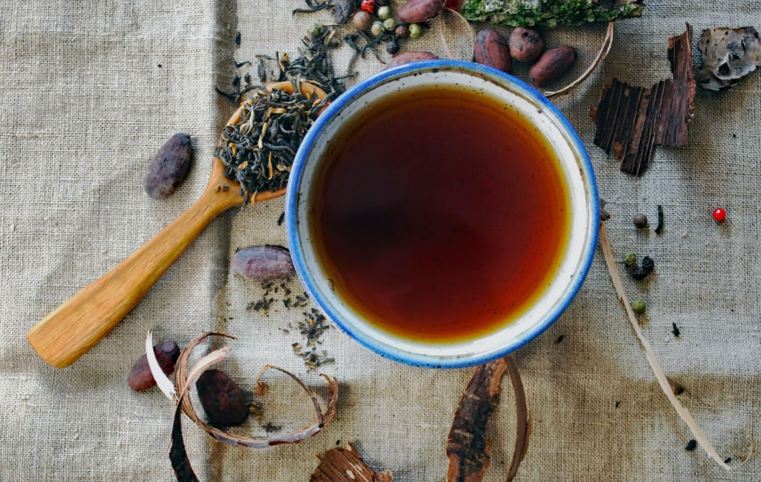 A cup of brewed herbal tea.