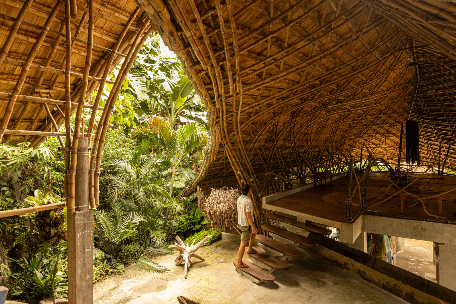 Taran Beach Club is a surf, wellness, and hostel destination built on a remote coastal site accessible only by sea for the transportation of materials during parts of the year