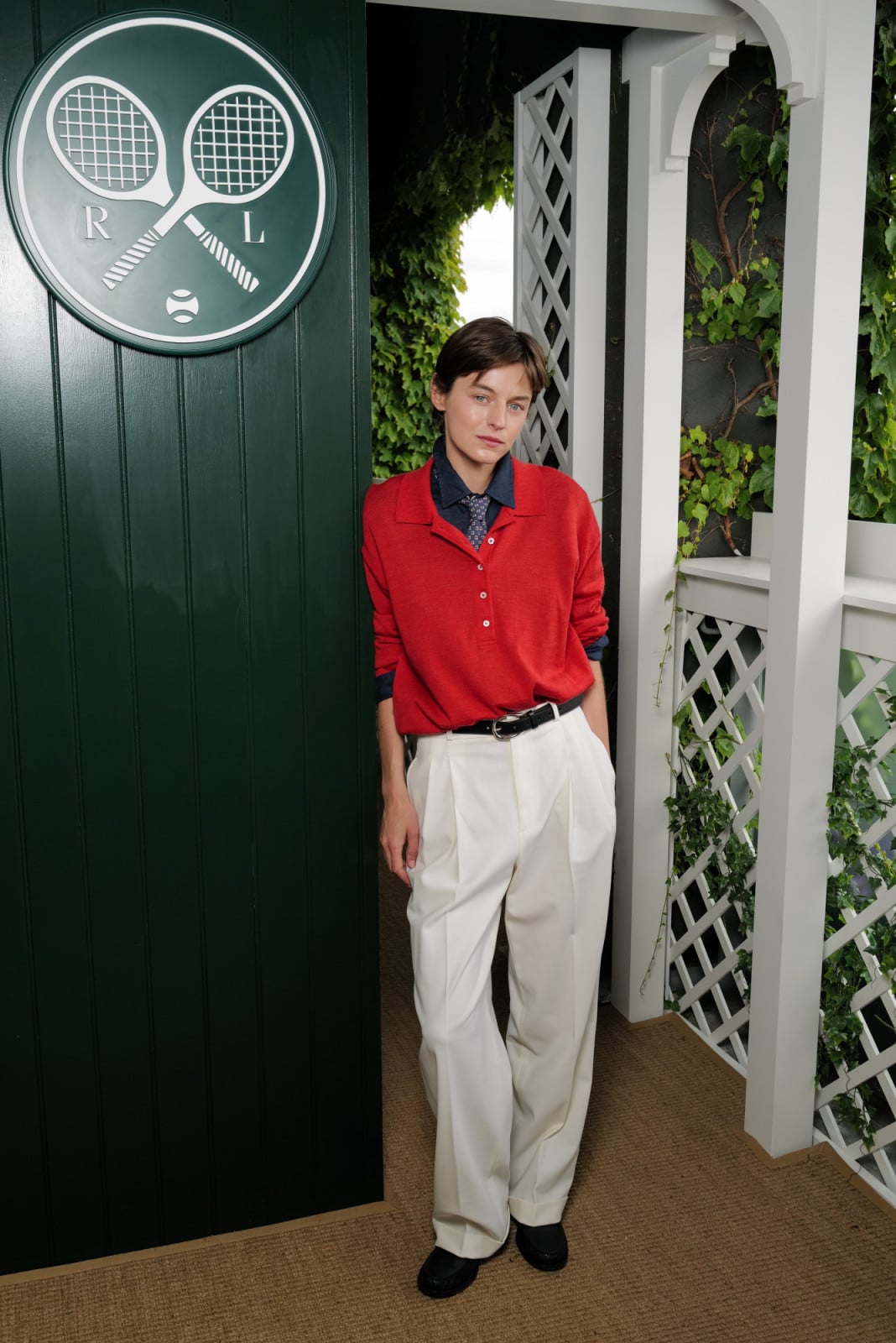 LONDON, ENGLAND - JULY 4: Emma Corrin, wearing Ralph Lauren, attends the Ralph Lauren suite during The Championships, Wimbledon at All England Lawn Tennis and Croquet Club on July 4, 2026 in London, England. (Photo by Darren Gerrish/WireImage for Ralph Lauren)