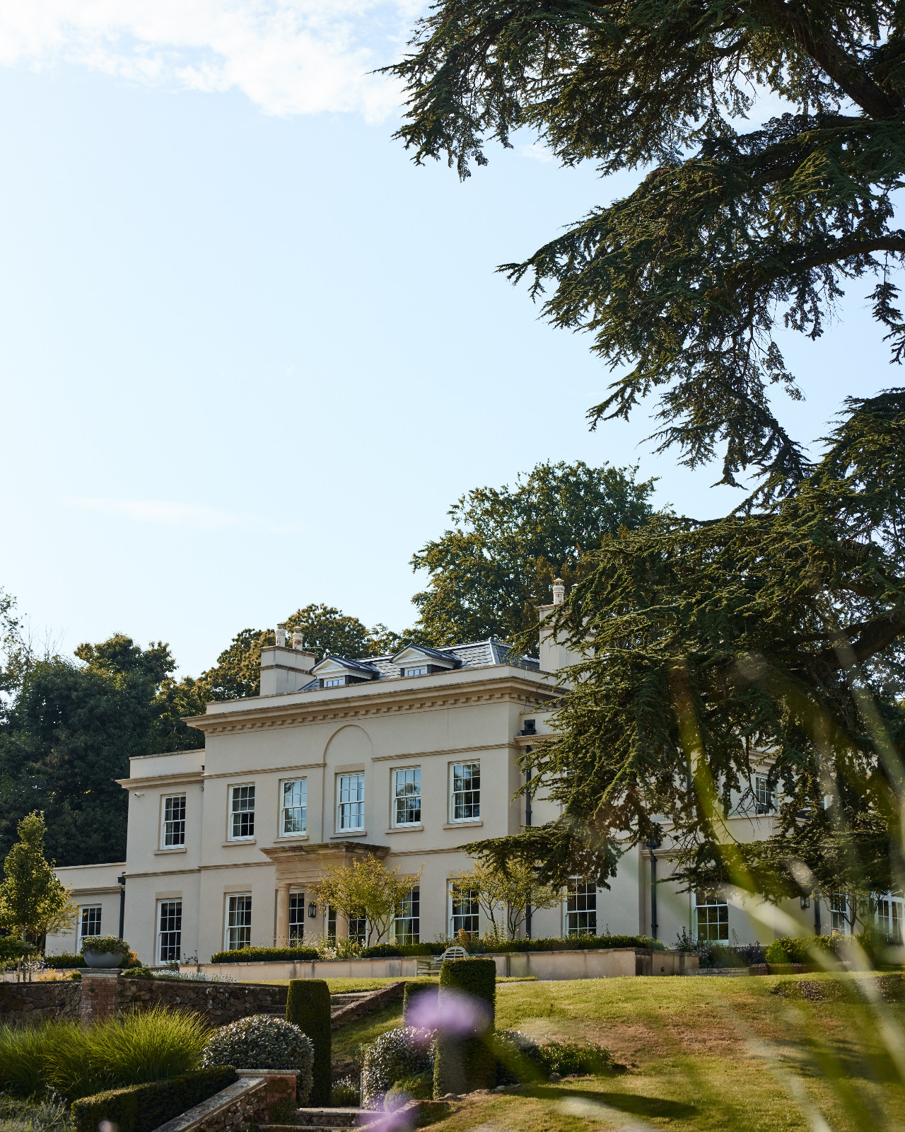 The exterior of a Surrey, England family home designed by Linda Boronkay of Boronkay Studio