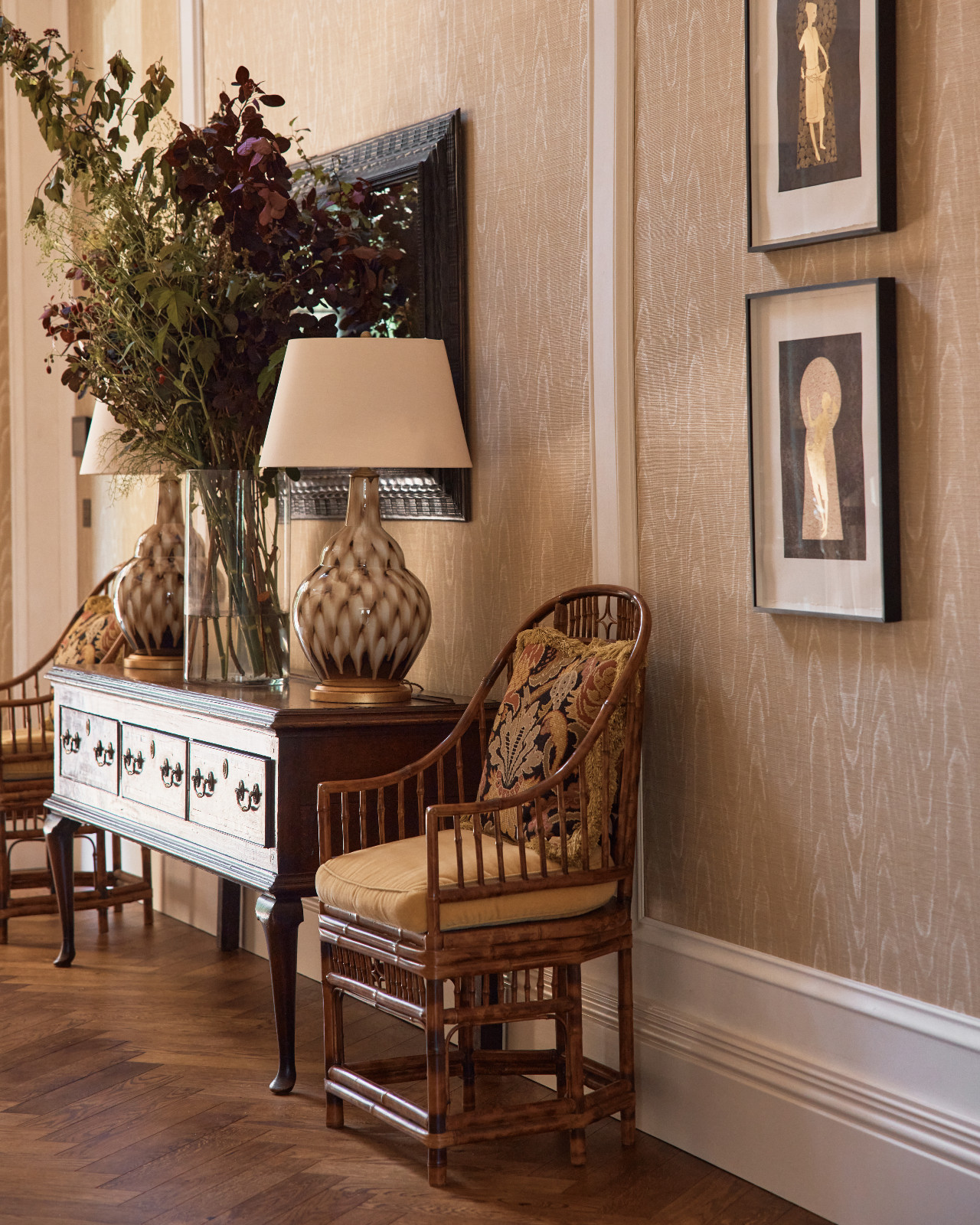 The entry hall of a Surrey, England family home designed by Linda Boronkay of Boronkay Studio