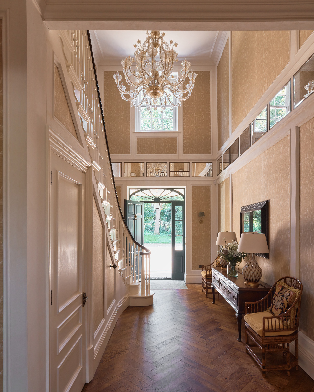 The entry hall of a Surrey, England family home designed by Linda Boronkay of Boronkay Studio