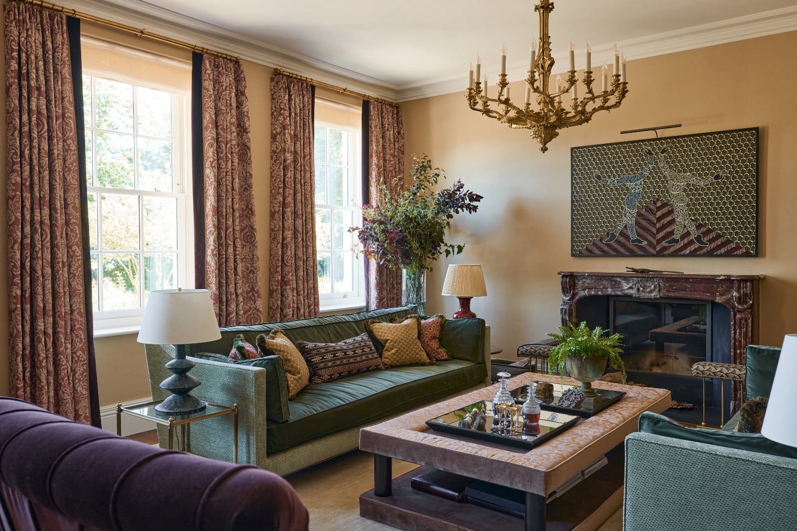 The living room of a Surrey, England family home designed by Linda Boronkay of Boronkay Studio
