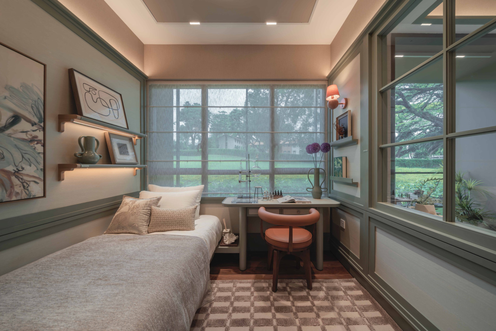 One of the bedrooms in the Dunearn House show unit