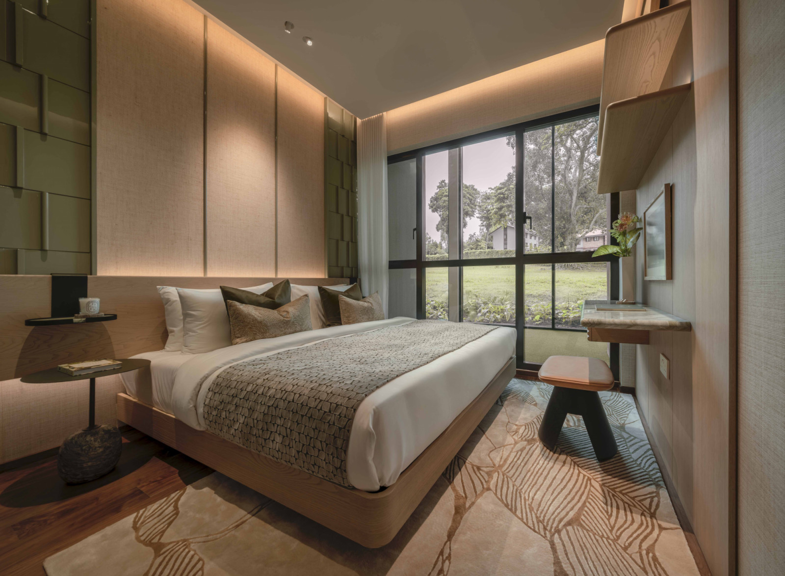 A bedroom within a Dunearn House show unit