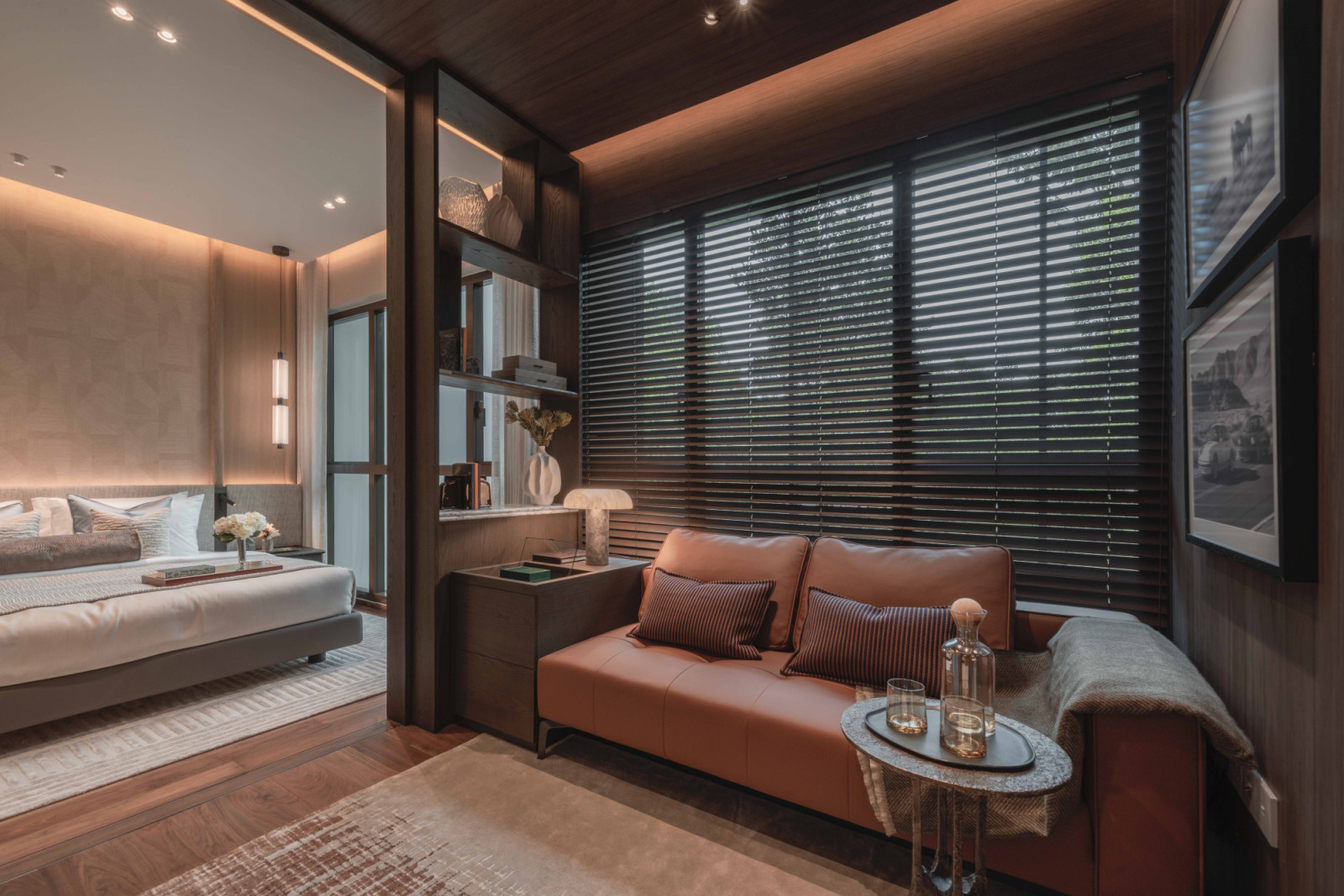 A lounge adjacent to the master bedroom in a Dunearn House show unit