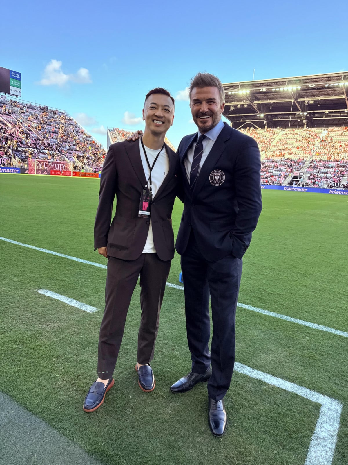Danny Yeung (left), co-founder, CEO and chairman of Prenetics; David Beckham, football legend, entrepreneur and philanthropist. (Photo: courtesy of Prenetics)