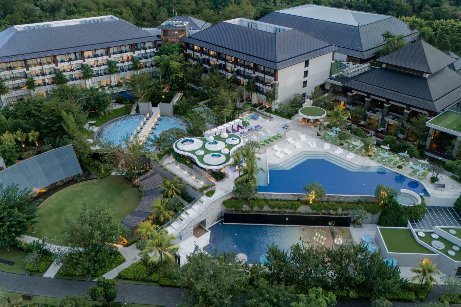An aerial view of the resort