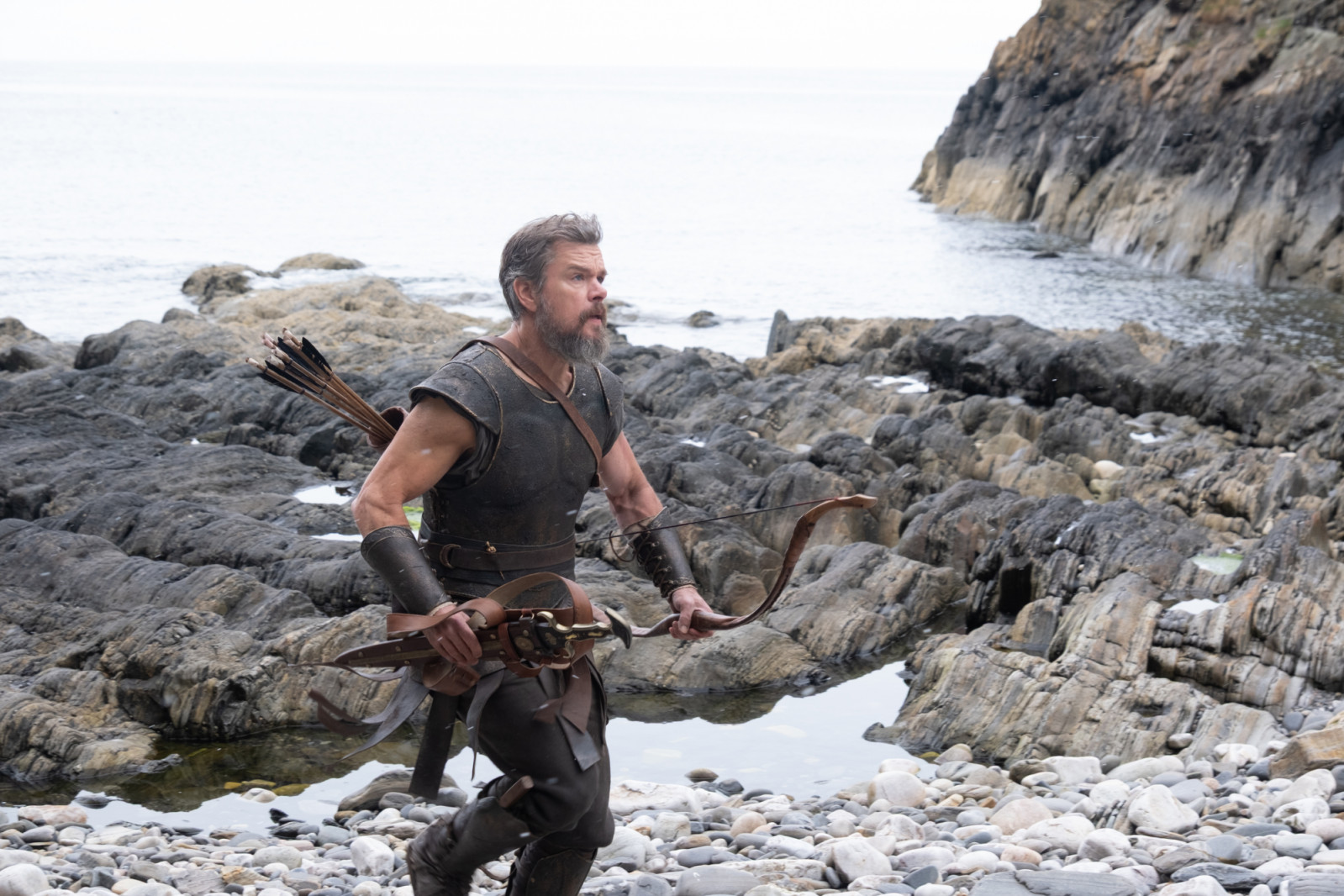Matt Damon as Odysseus, the king still finding his way home.