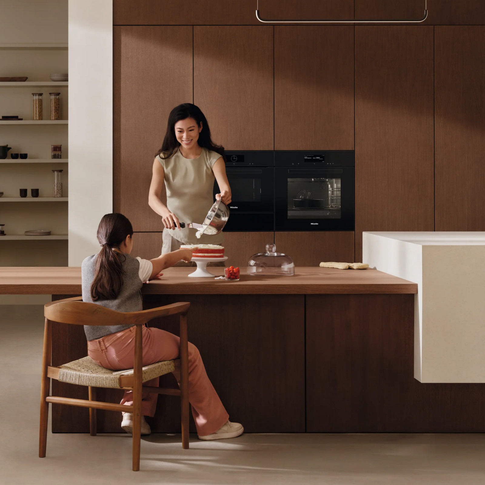 Built-in appliances by Miele are designed to integrate seamlessly into custom Italian millwork
