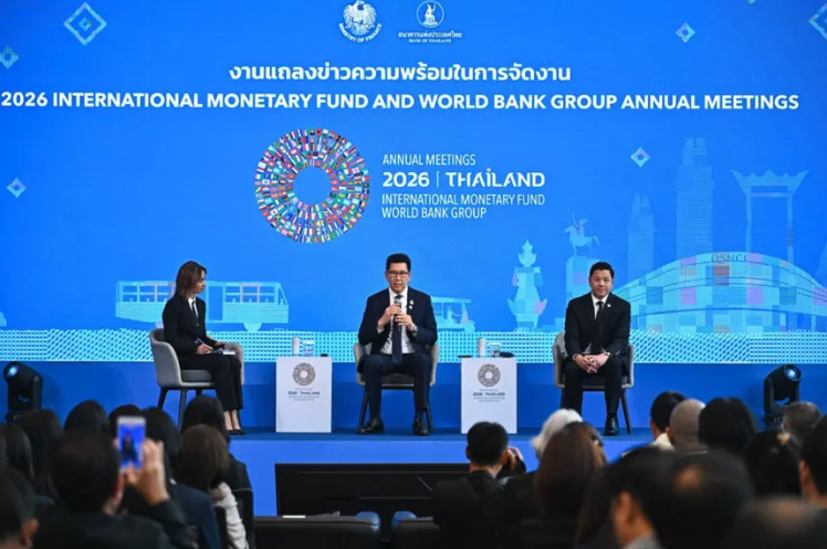 ดร.เอกนิติ นิติทัณฑ์ประภาศ และวิทัย รัตนากร ผู้ว่าการธนาคารแห่งประเทศไทย ร่วมกันแถลงข่าวความคืบหน้าในการเป็นเจ้าภาพการประชุม IMF-World Bank 2026 ที่เปรียบเหมือน ‘โอลิมปิกของโลกการเงินและเศรษฐกิจ’ เมื่อเร็วๆ นี้ (ภาพ: thaipublica.org/)