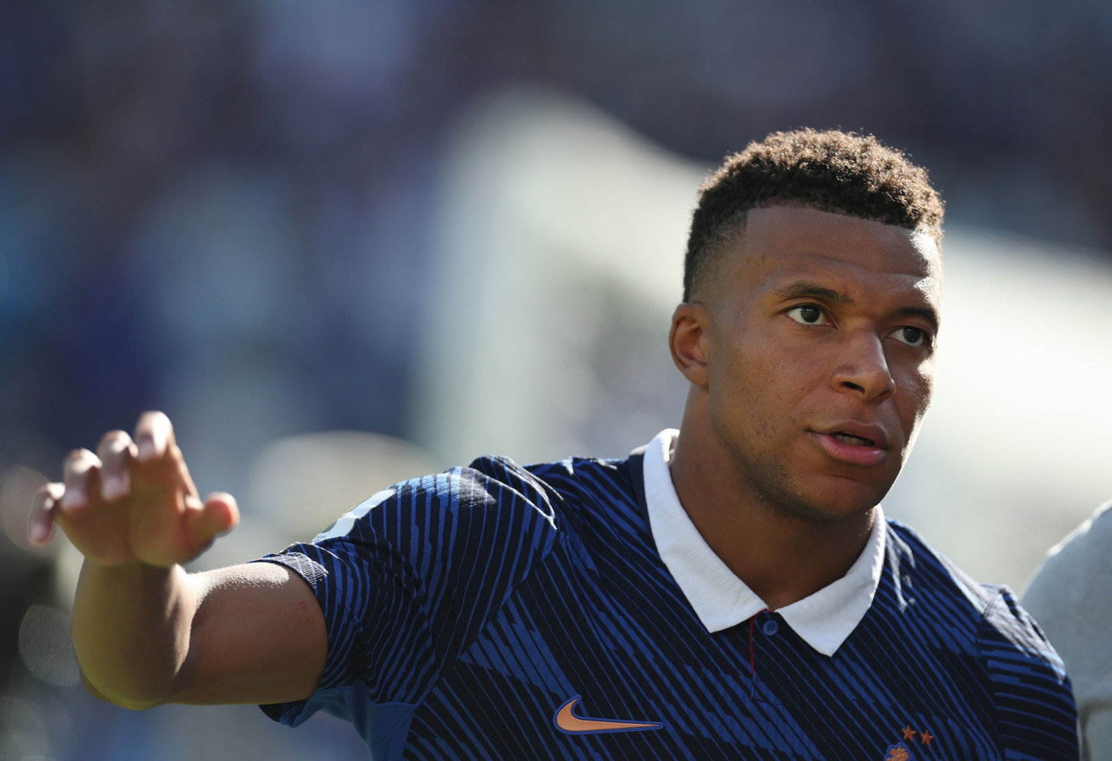 EAST RUTHERFORD, NEW JERSEY - JUNE 16: Kylian Mbappe #10 of France celebrates after the 3-1 win during the FIFA World Cup 2026 Group I match between France and Senegal at New York New Jersey Stadium on June 16, 2026 in East Rutherford, New Jersey. (Photo by Al Bello/Getty Images)