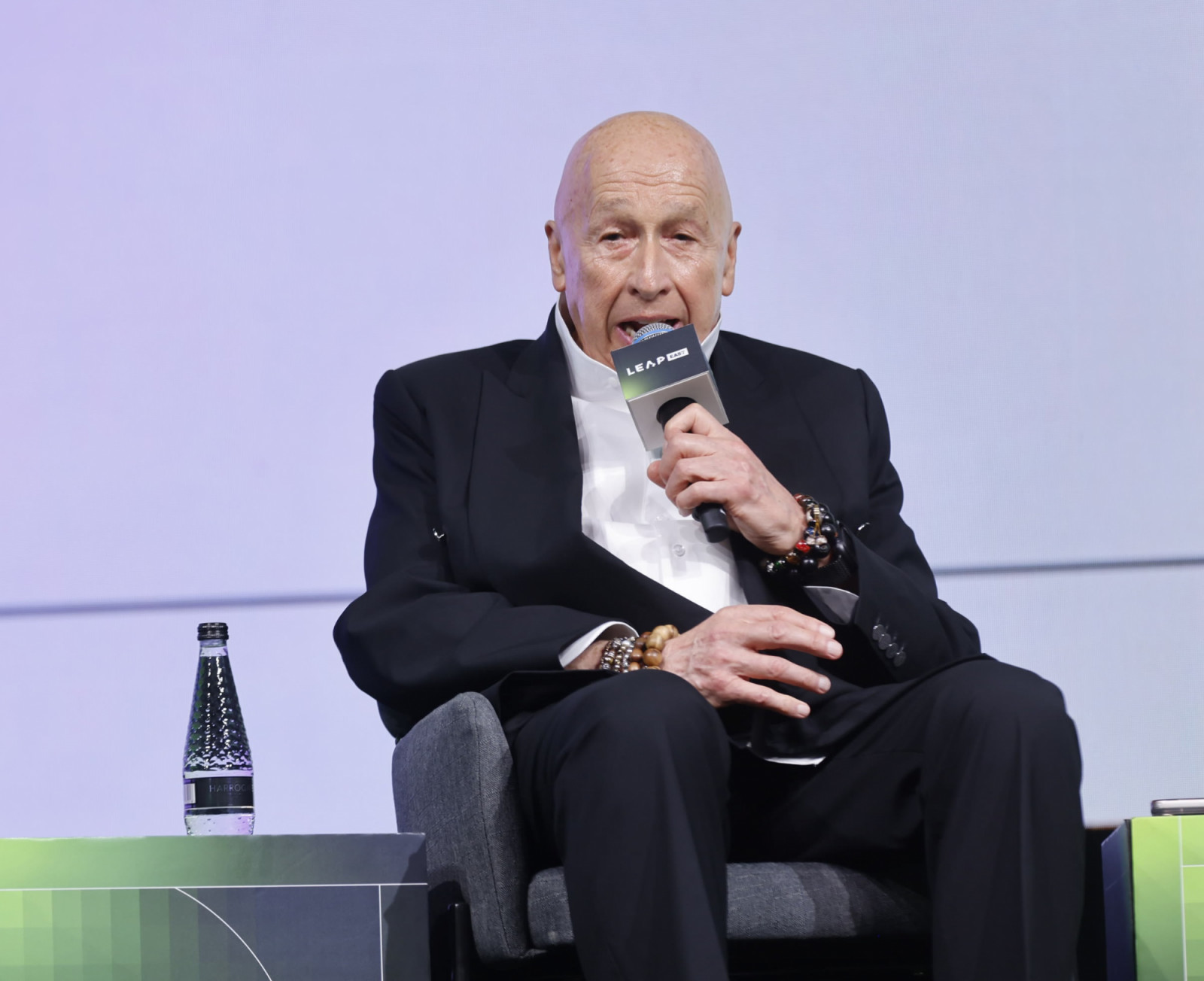 Allan Zeman, chairman of Lan Kwai Fong Group, speaking at the LEAP East tech conference in July 2026 (Photo: courtesy of LEAP East)