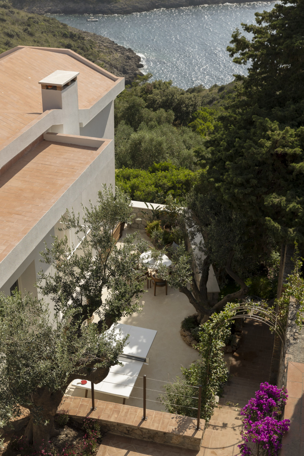 A private garden framed by sea views