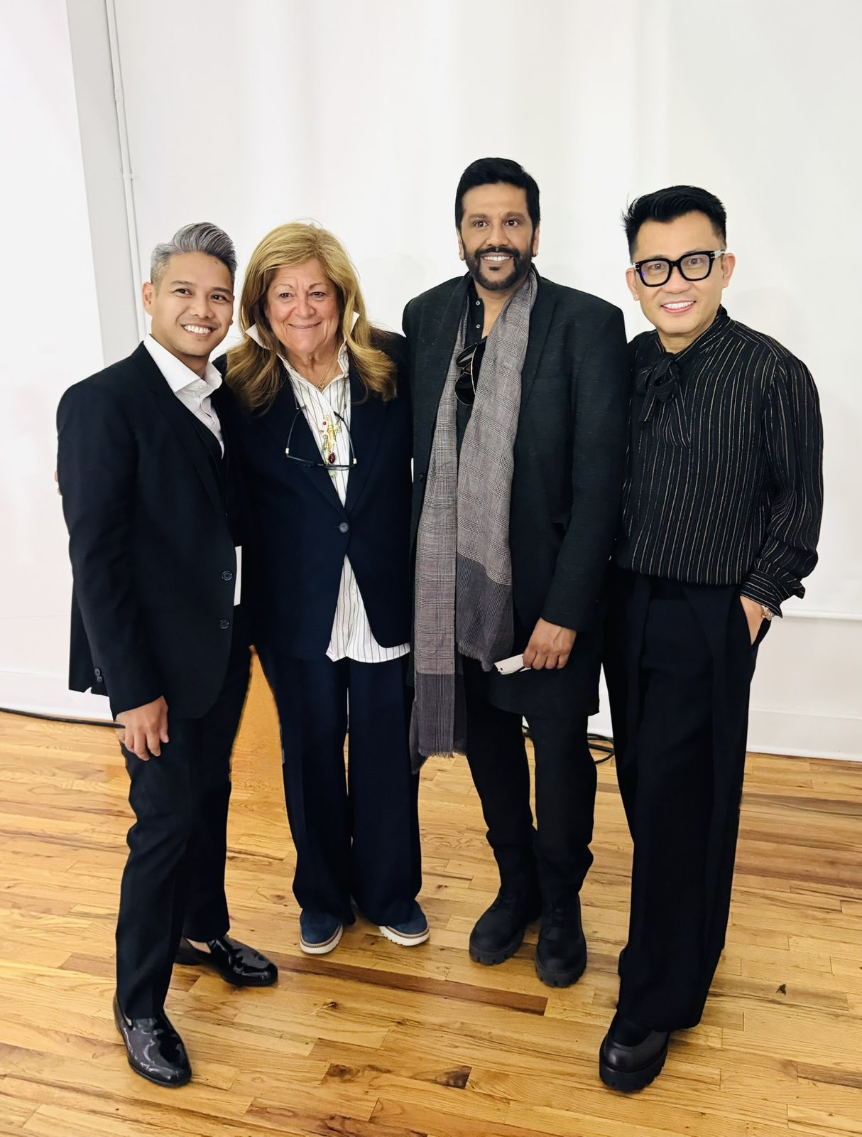 F/ROW Fashion Week’s Errol Isip and Jovy Rabelas with award-winning New York Fashion Week creator and executive director of Council of Fashion Designers of America, Fern Mallis; and internationally acclaimed couture designer Rocky Star
