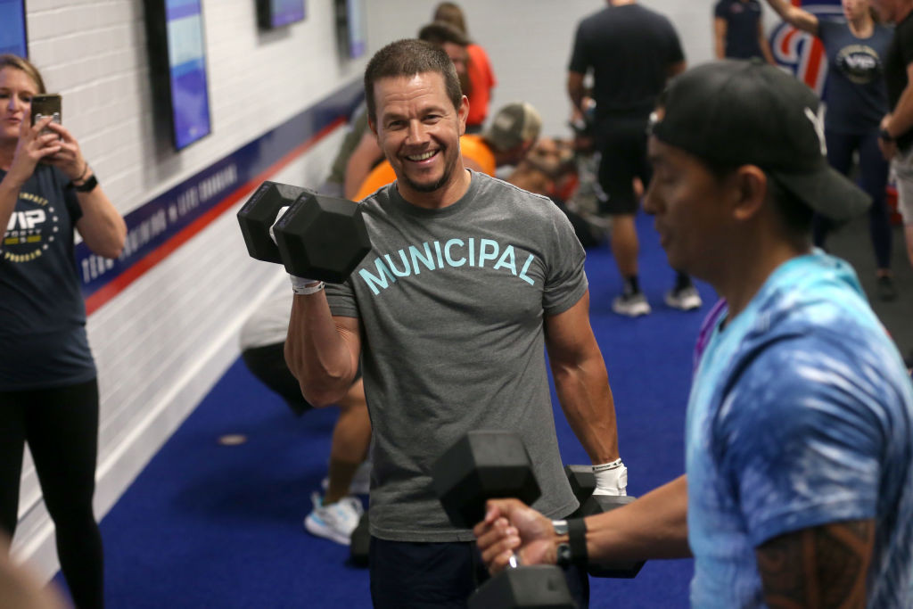 Mark Wahlberg hosts the opening of F45 Training at Miramar MCAs, the first fitness franchise on a US military base on June 11, 2021 in San Diego, California. (Photo by Phillip Faraone/Getty Images for F45 Training)