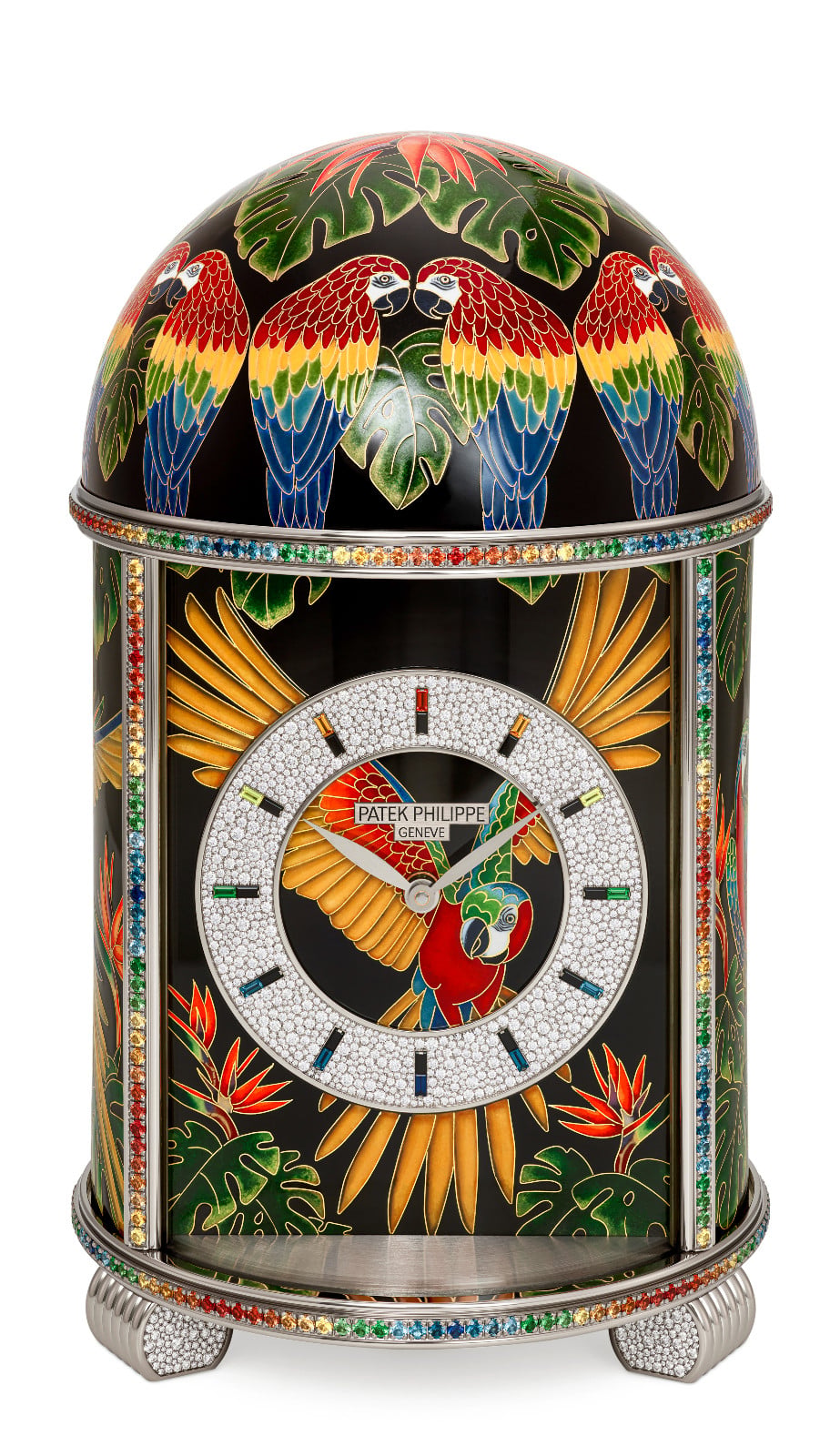 “Macaws” dome clock