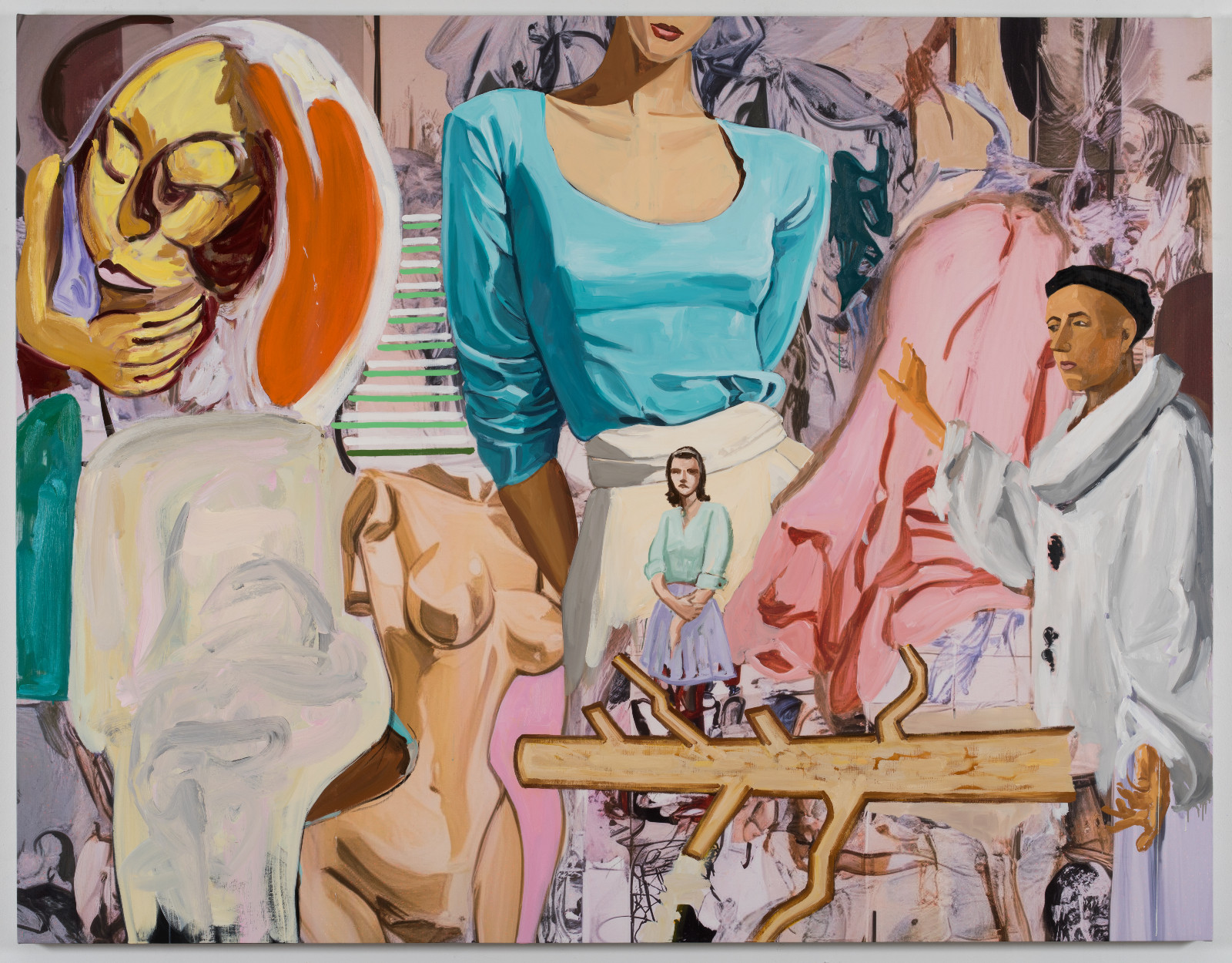 Mime, 2026
Oil, acrylic, flashe and charcoal on archival UV print on linen
72 x 93 inches