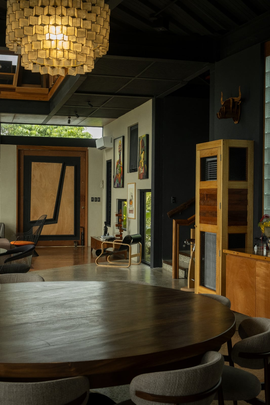 The dining area and living room in Tanua Private Retreat, Batangas, designed by Martin and Melissa Rosario (Photo: Zo Torres)
