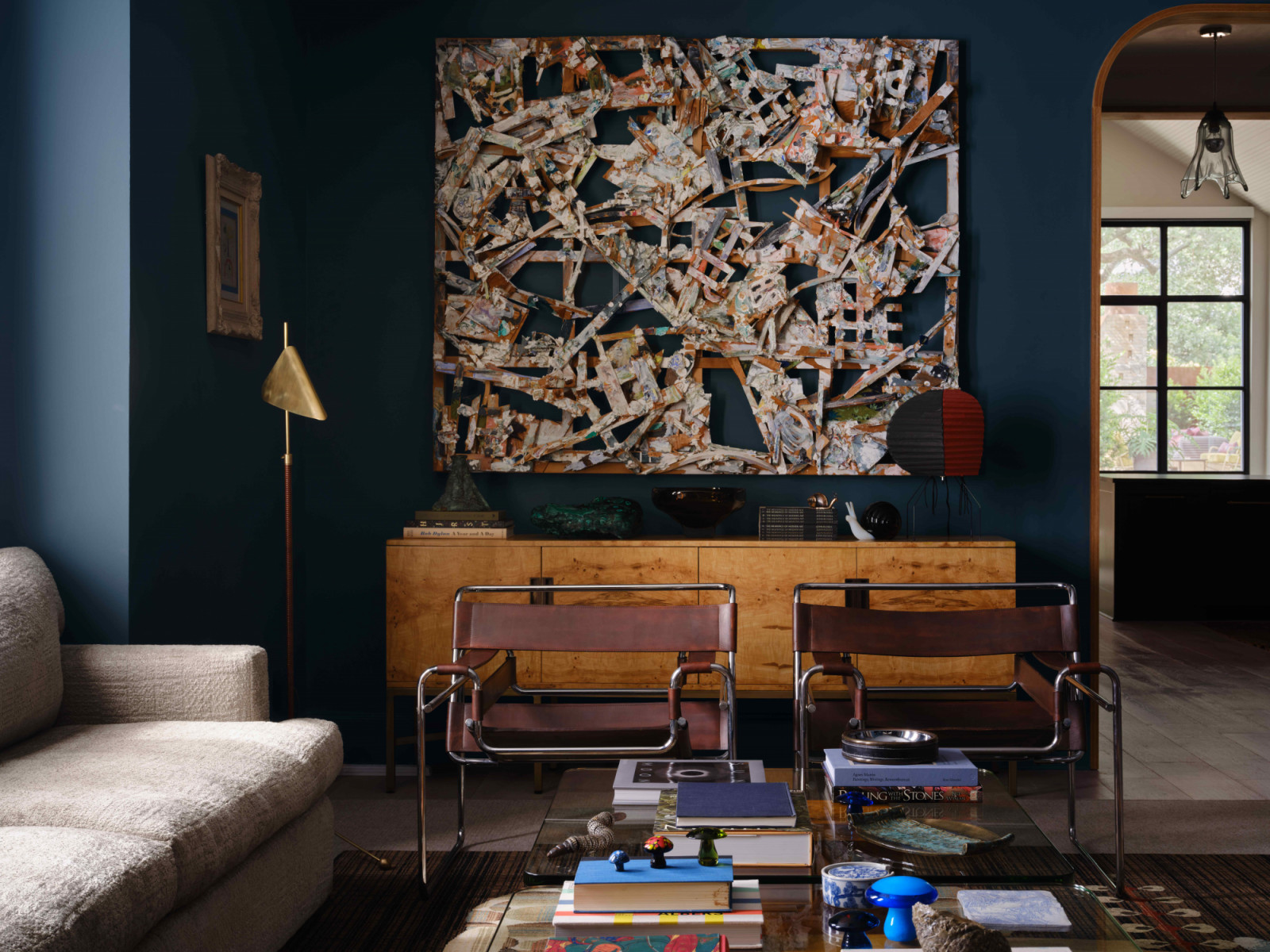 The main living room wrapped in Inchyra Blue by Farrow & Ball