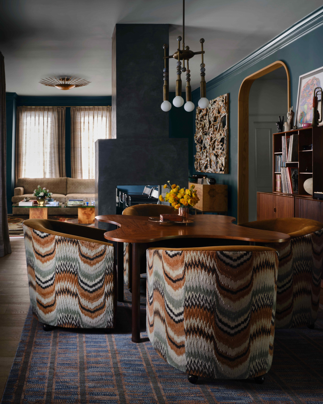Simon also drew inspiration from the interiors of the 1970s and 1980s