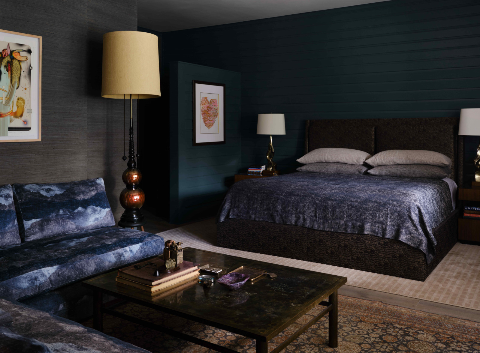 One of the five bedrooms in the residence