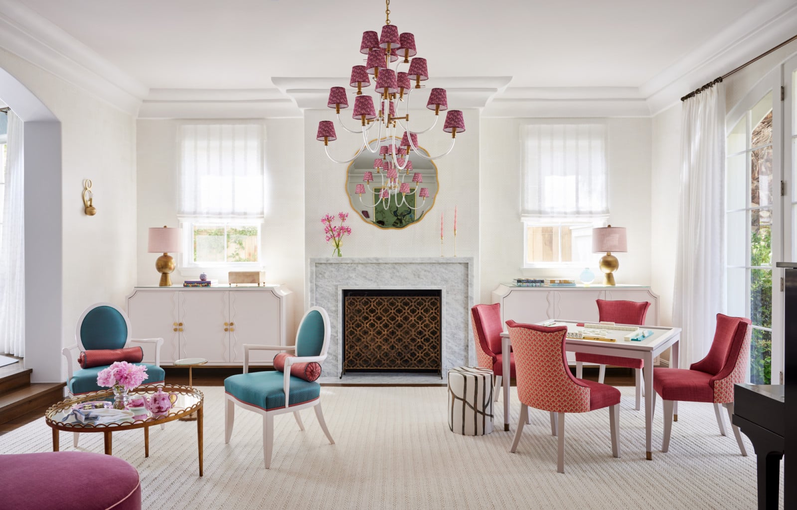 The former living room, reimagined as a mahjong salon