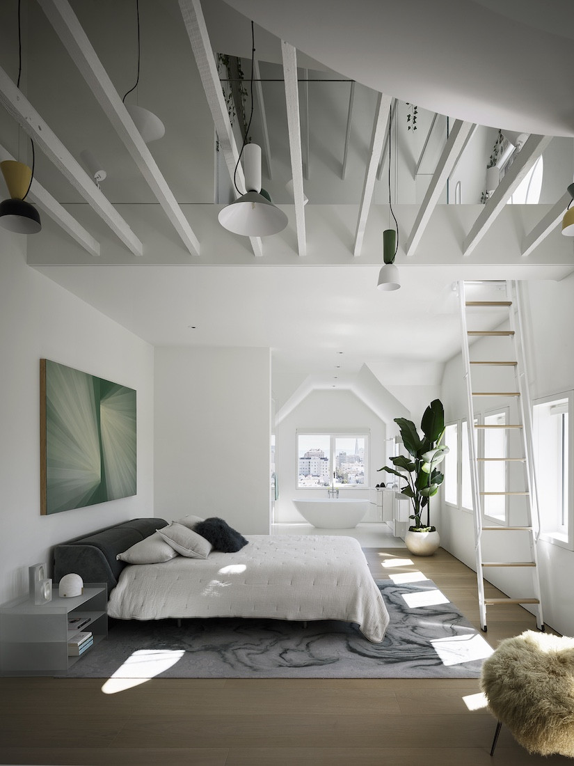 The primary bedroom in a San Francisco home designed by Studio Vara