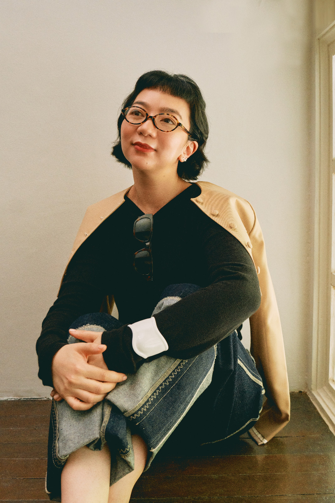 Sarenas wears Miu Miu eyewear from Vision Express, Joey Samson, Carl Jan Cruz, Chanel and a Tiffany & Co. Elsa Peretti Bone Cuff & Ring