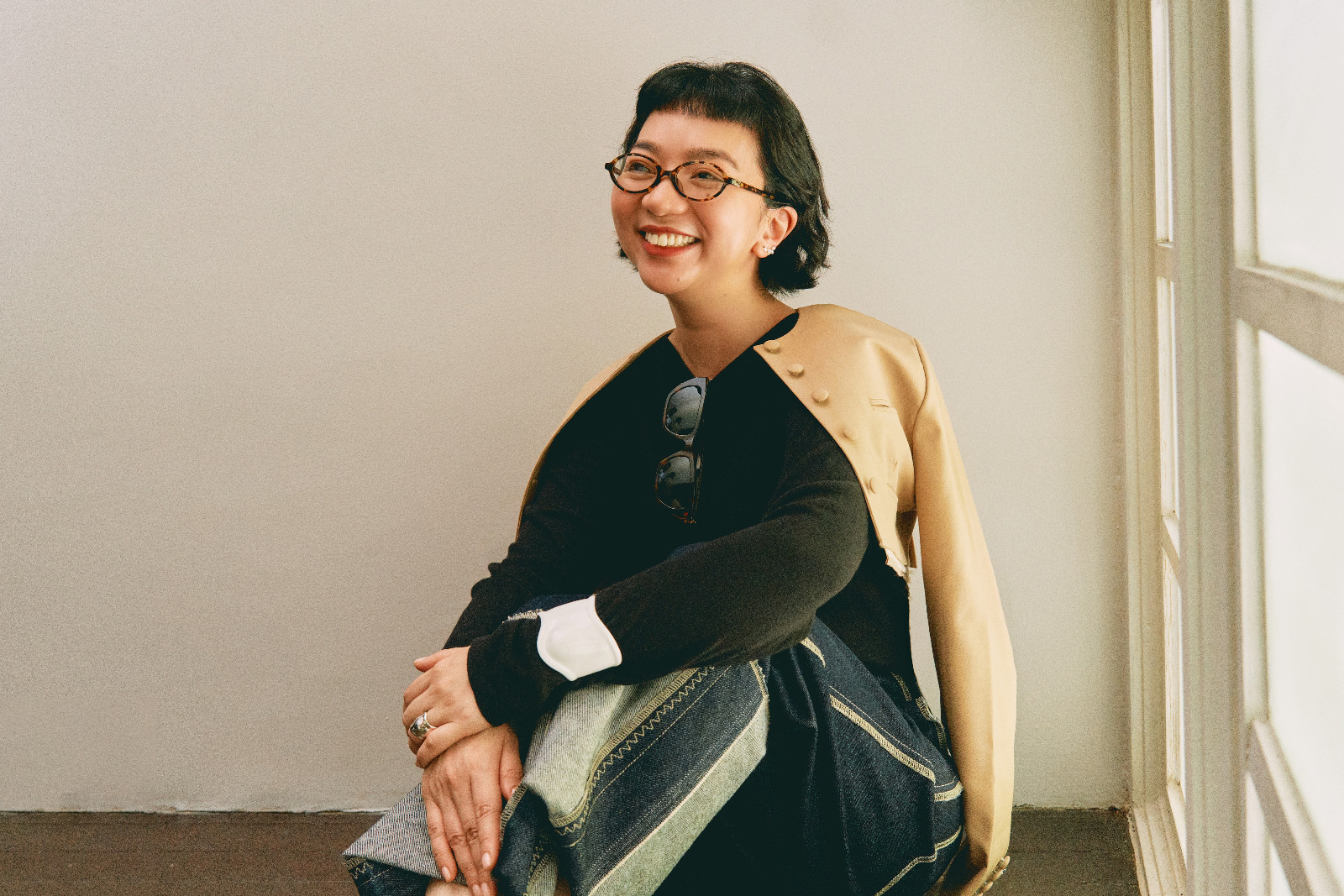 Sarenas wears Miu Miu eyewear from Vision Express, Joey Samson, Carl Jan Cruz, Chanel and a Tiffany & Co. Elsa Peretti Bone Cuff & Ring