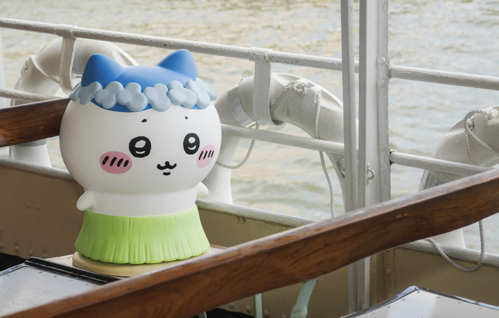Hachiware on board a Chiikawa limited-edition ferry (Photo: courtesy of Star Ferry, 2026 Chiikawa The Movie Film Partners)