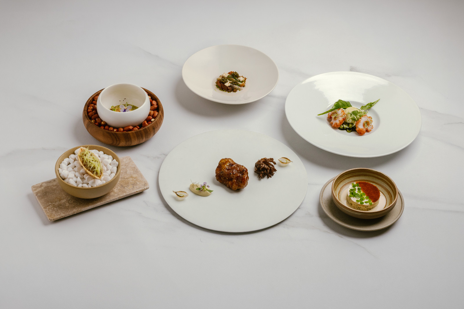Meticulously prepared dishes offer a glimpse into a contemporary tasting menu.