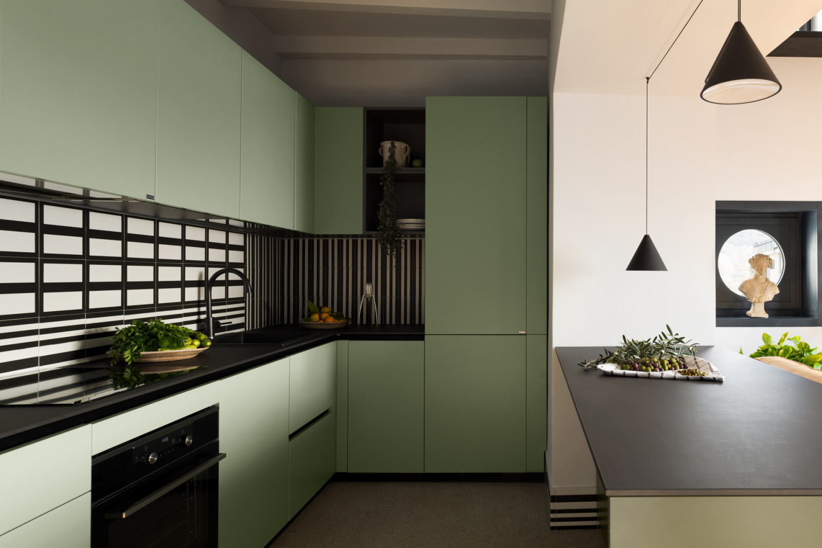 A light-filled kitchen in a Sorrento, southern Italy home designed by Valentina Autiero