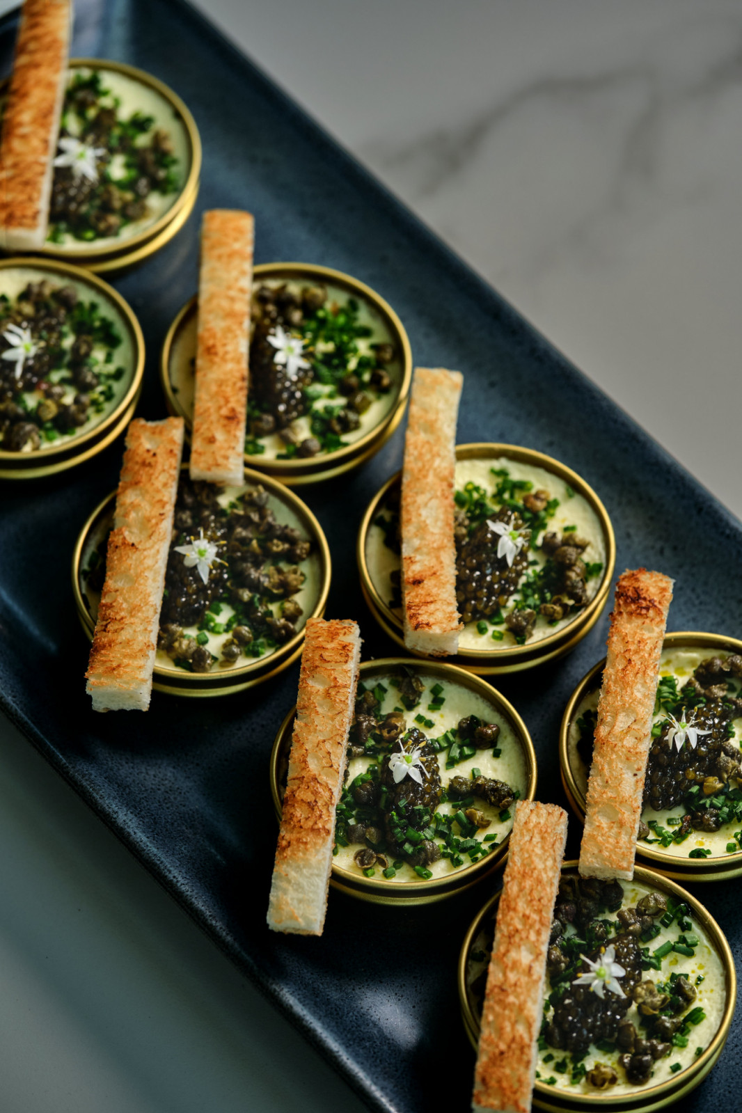 Caviar and steamed egg appetisers at Harbourside, Regent Hong Kong.