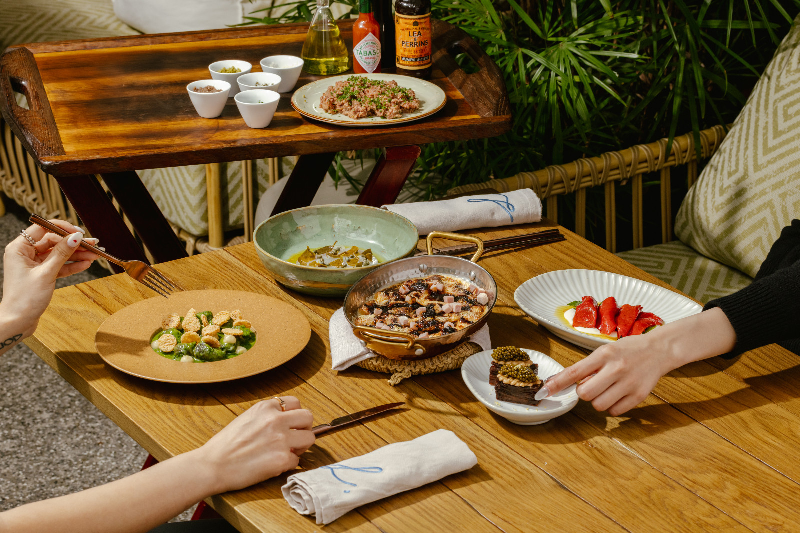 A shared contemporary French meal at La Terrace by Louise.