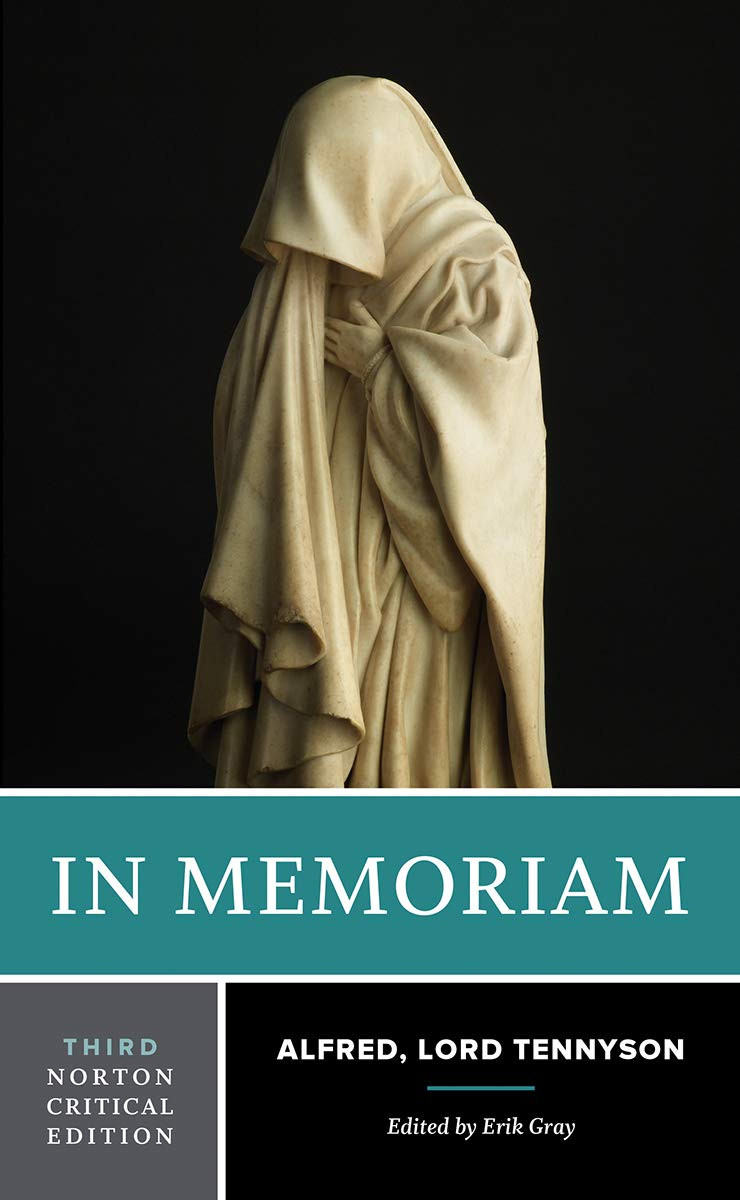 The cover for Alfred, Lord Tennyson's "In Memoriam," a poem exploring grief, depicted with a mourning figure.