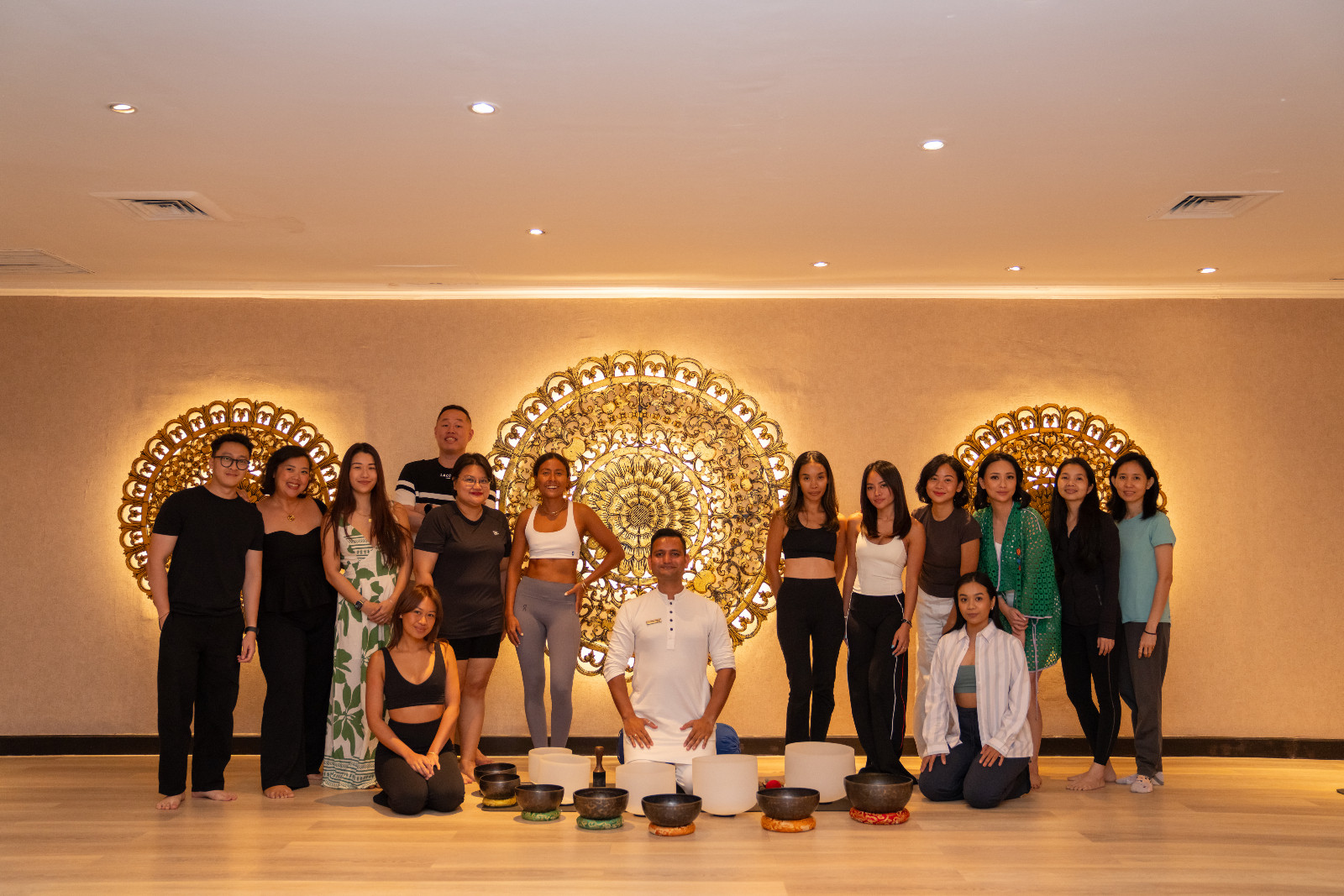 The participants of a sound healing session led by Dr. Jitendra Pokhriyal
