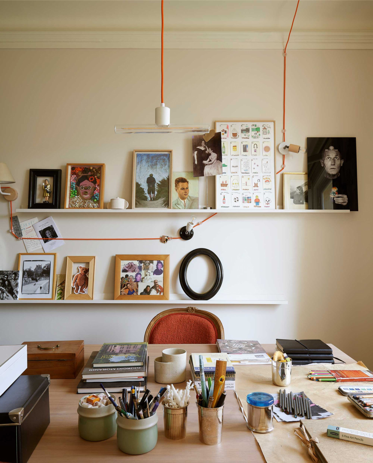 Studio shelves in a constantly renewed emotional composition