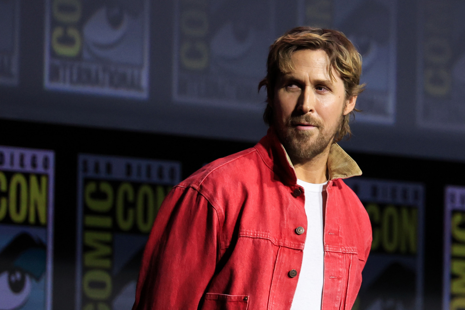 SAN DIEGO, CALIFORNIA - JULY 25: Ryan Gosling speaks onstage during the 2026 Comic-Con International: San Diego - Marvel Studios Hall H presentation at San Diego Convention Center on July 25, 2026 in San Diego, California. (Photo by Amy Sussman/Getty Images)