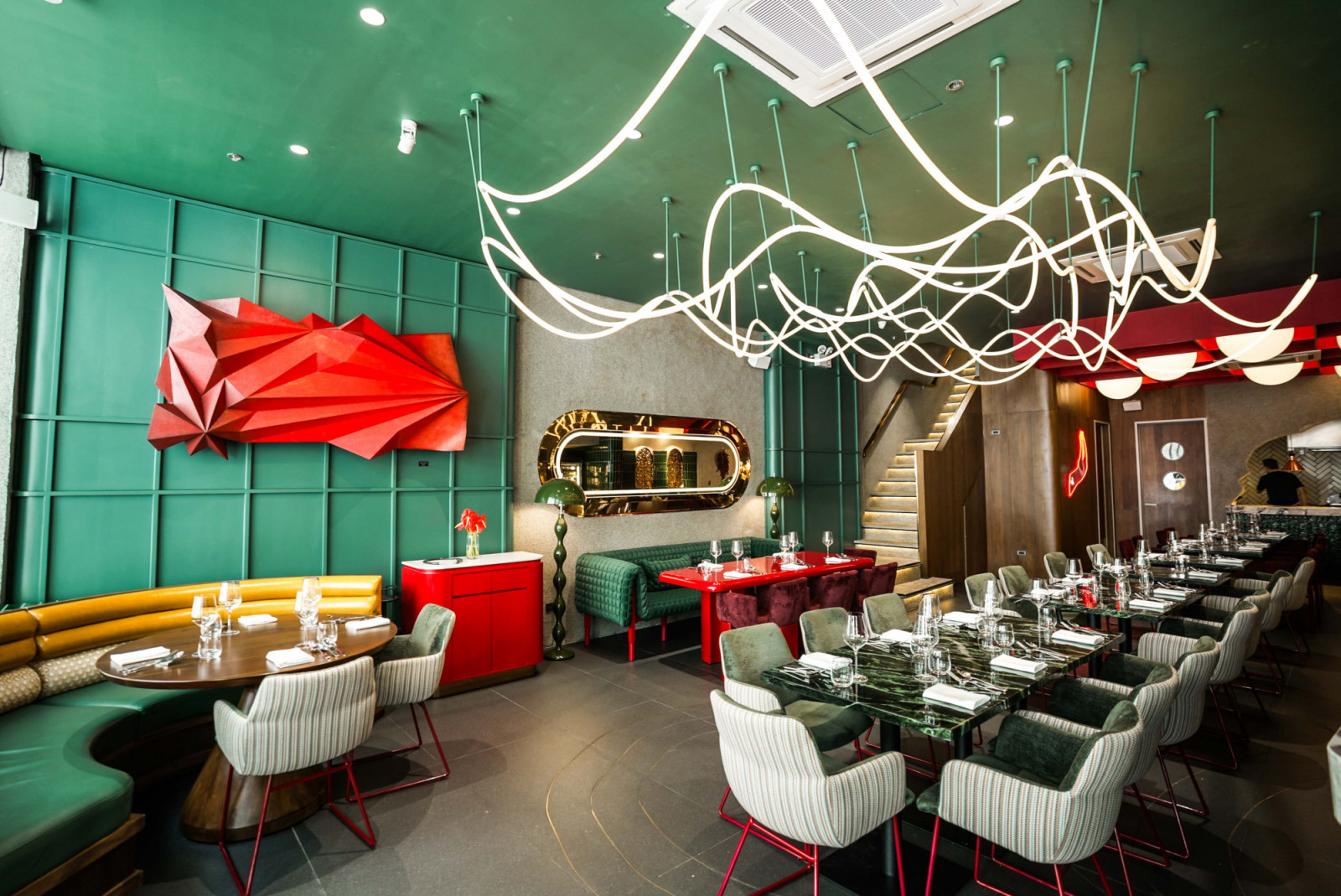 Moderna Restaurant by Bespoke 88 Interior Design, a nominee for the Best Use of Colour category of the Tatler Homes Design Awards Philippines